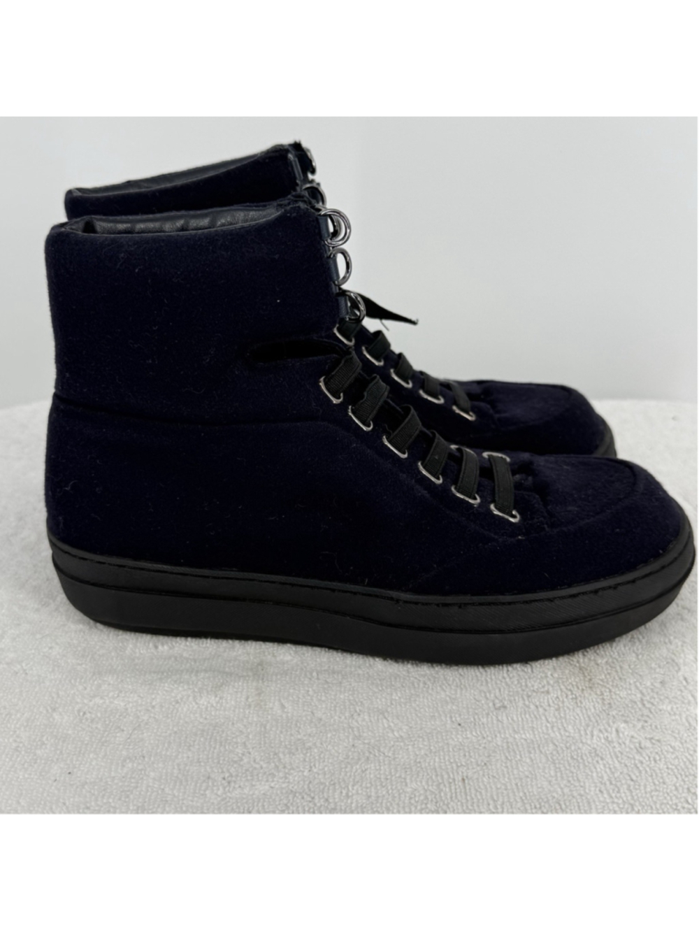 Jil Sander Navy Wool Lace Up Boots Women’s Size 37 Needs Laces